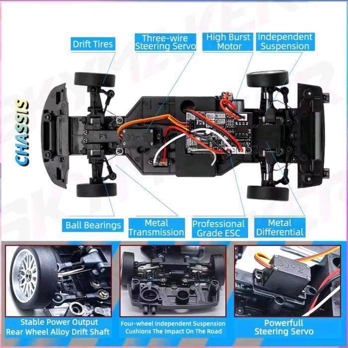 RC DRIFT RWD NISSAN SKYLINE GTR R34 R-34 BODY METAL ALLOY SCALE 1/18 FAST FURIOUS BRIAN REMOTE TOYS
