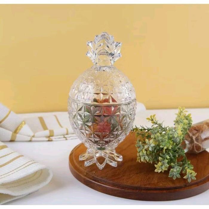 Toples kaca tempat permen kue kering (polos ) Capodimonte