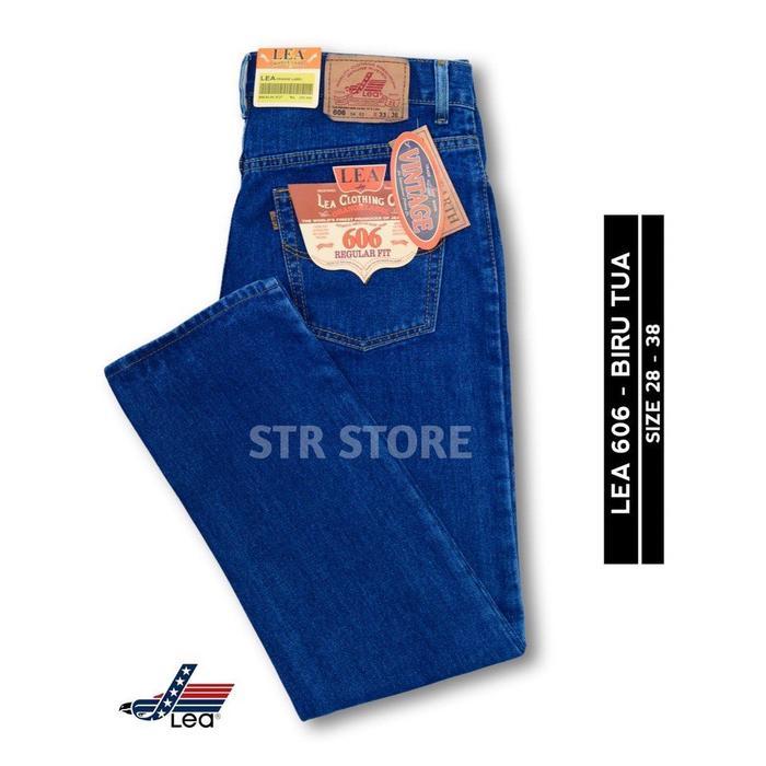 Best Seller Celana Jeans Pria Lea 606 Standar Reguler Hitam Denim Biru Basic Original