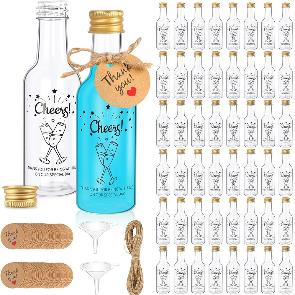50Pack Mini Liquor Bottles,1.7oz/50ml Mini Wine Bottles Empty Shot Bottles for Wine Juice Alcohol