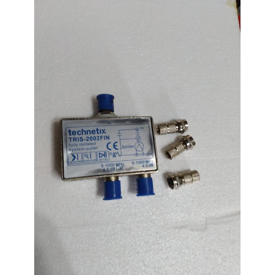 Splitter Antena Tv Cabang 2 Way Spliter + Drat Connector
