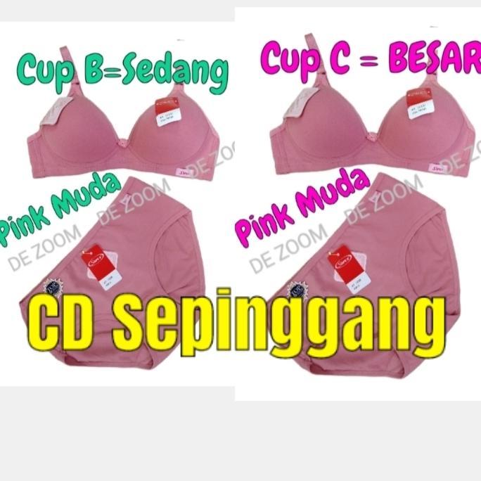 Bra Set Tanpa Kawat +Cd Wanita Busa Sedang Cup B Dan Cup C Sorex Co
