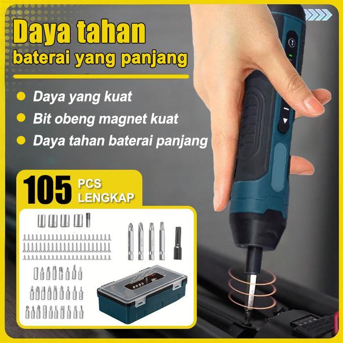 Obeng Listrik Tanpa Kabel (Obeng Bor) - Dilengkapi Lampu LED, Multifungsi untuk Perbaikan Industri