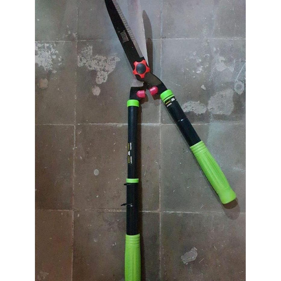 HIJAU Gunting Pagar Rumput Gagang Besi Besar Kecil Teleskopic