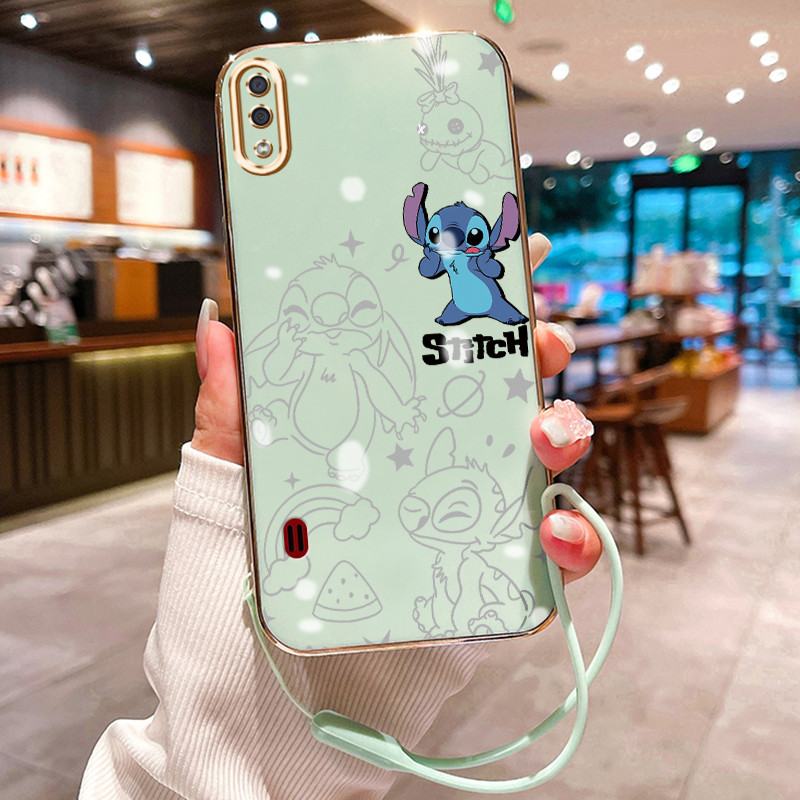 Casing Hp Untuk Samsung Galaxy A01 M01 Core A01 Core Case Stitch Biru Kesing silikon berbahan pelapi