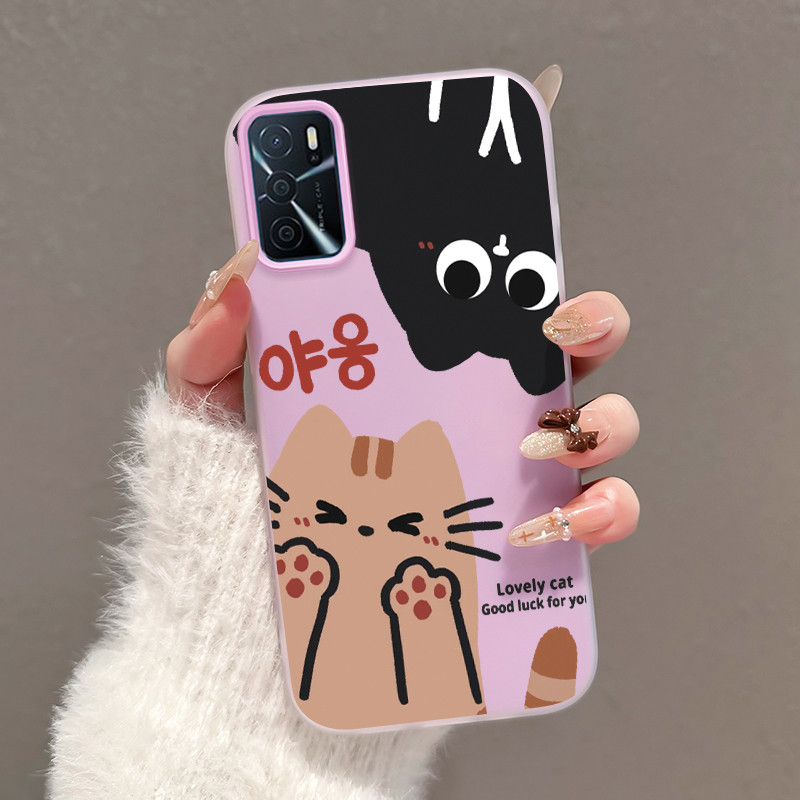 Casing Hp Untuk OPPO A16 OPPO A16s OPPO A54s Case Casing Pola kucing Cesing HP Kasing Jelly pelindun