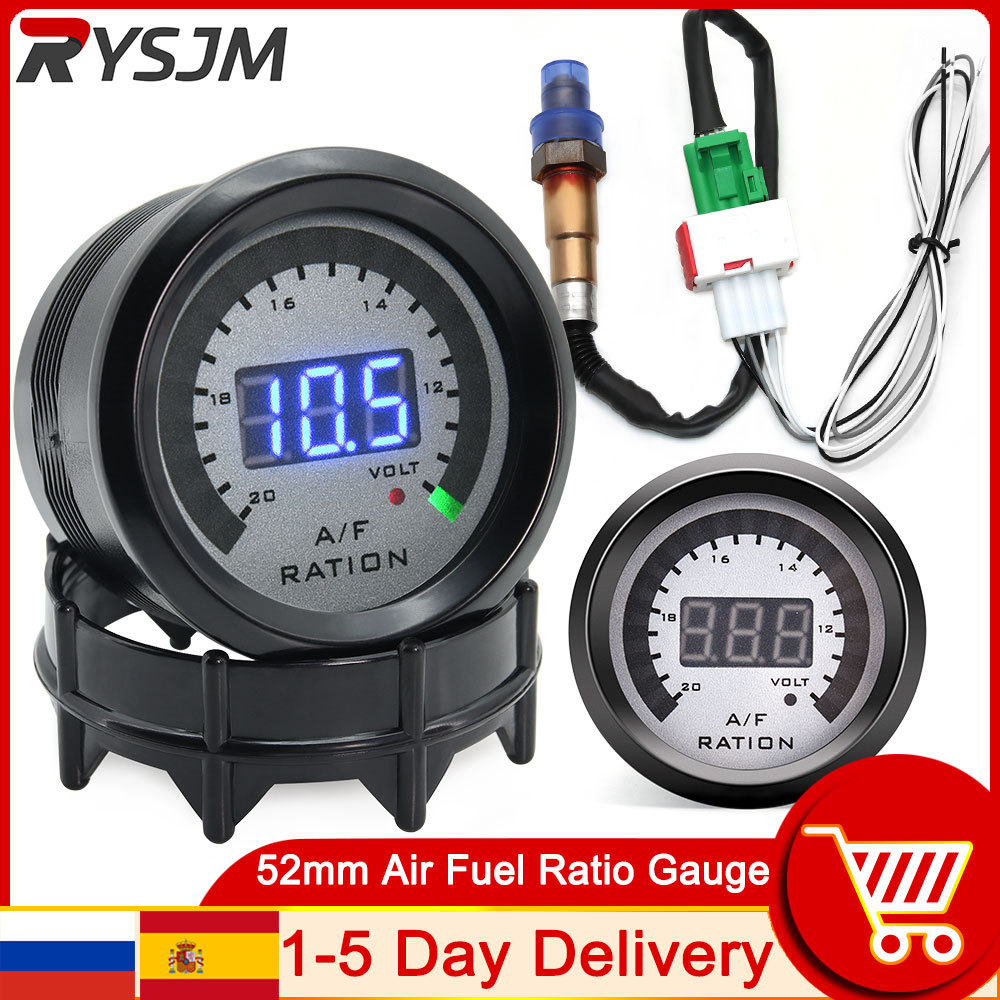 HD 52MM AFR Gauge + Narrowband O2 Oxygen Sensor Auto Car Air Fuel Ratio Gauge Motor AFR Racing Meter