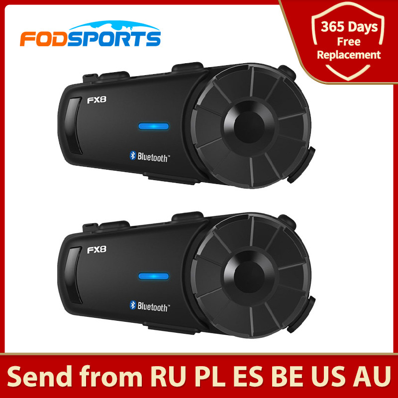 Fodsports 2 pcs FX8 Motorcycle Helmet Intercom 8 Rider 1000m Helmet Bluetooth Headset Group Intercom