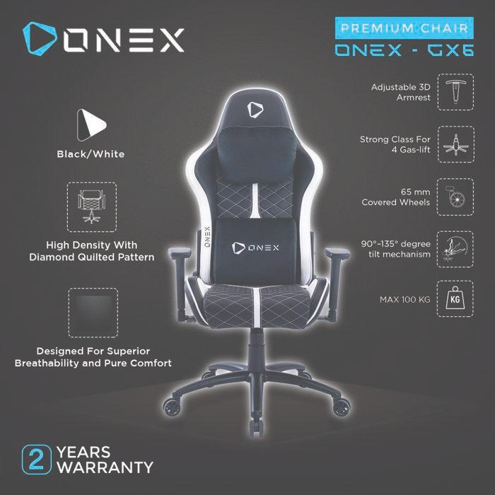 ONEX GX6 Premium Quality Kursi Gaming Chair - WHITE - GX6-WH