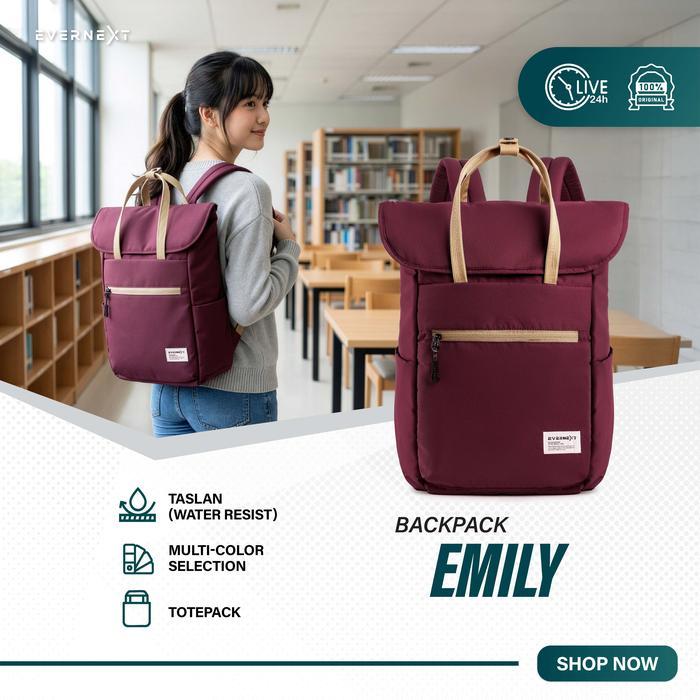 EVERNEXT - Tas Ransel Wanita Tas Sekolah Tas Kuliah Wanita Backpack Distro Emily