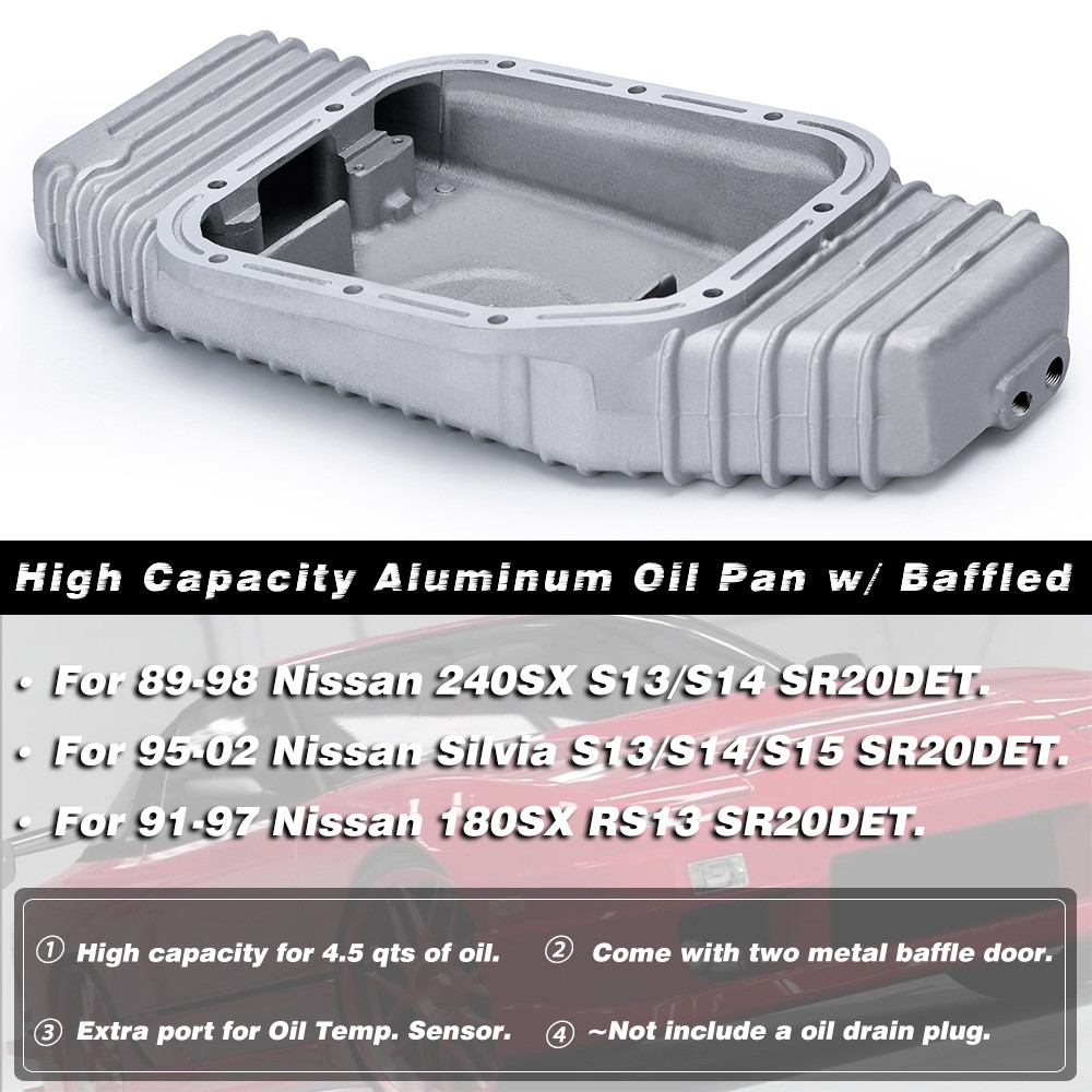 LIZHI- High Capacity Cast Aluminium Baffled Oil Sump Pan Upgrade For 89-02 Nissan SR20 SR20DET S13