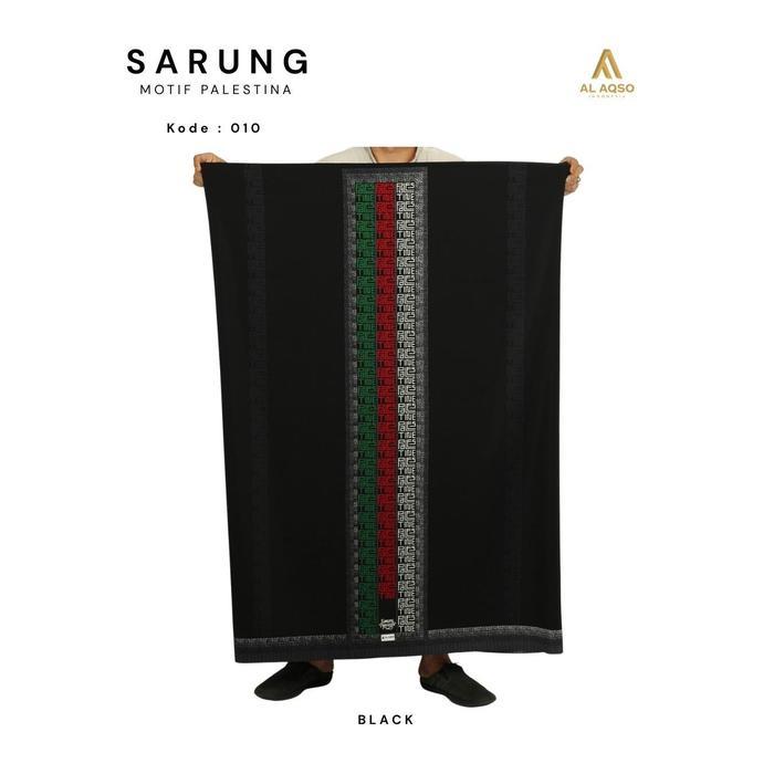 ORIGINAL Al Aqso Sarung Motif Palestina Sarung Palestina Hitam Putih 010 READY STOCK