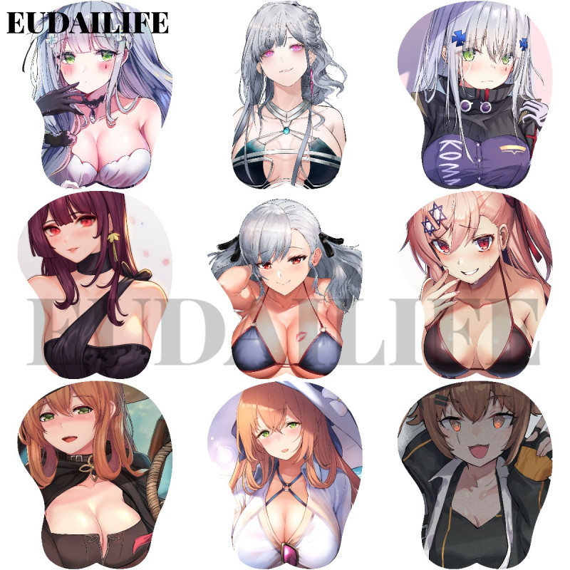 Girls Frontline Springfield HK416 3D Hand Wrist Rest Mouse Pad Mousepad Silicone Breast Oppai Soft