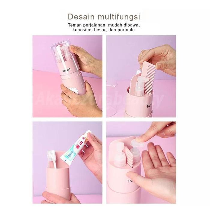 5in1 Toiletries Kit Botol Travel Portable Tempat Perlengkapan Mandi Travel Toiletries Kit Set / 8in1