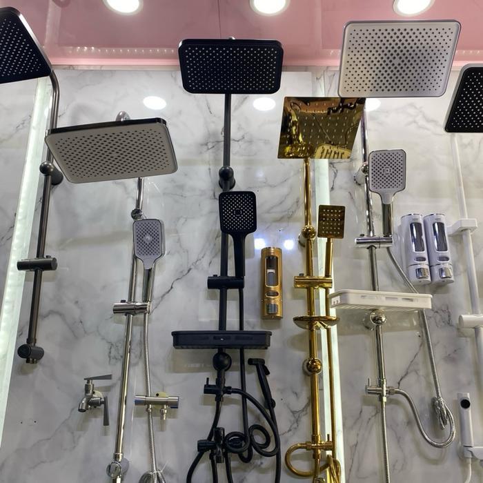 Toto - Shower Set Tiang Black Komplit Kran Dingin