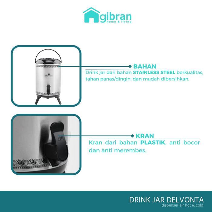 DELVONTA WATER JUG DISPENSER DRINK JAR STAINLESS STEEL TAHAN LAMA