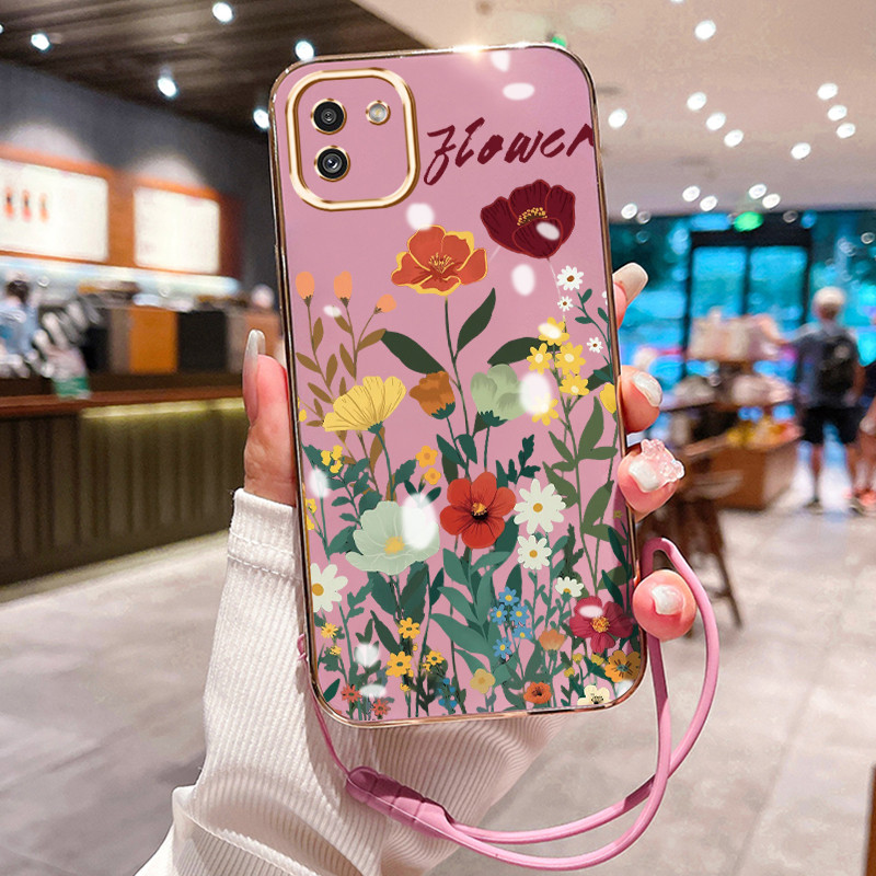 Casing Hp Untuk Samsung Galaxy A03 A03s A03 Core Case Seni Bunga Pedesaan Penyepuhan Cesing silikon 