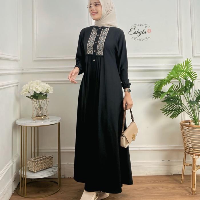 zeni ARUMI DRESS - GAMIS BORDIR POLOS WANITA LINEN CRINKLE PREMIUM