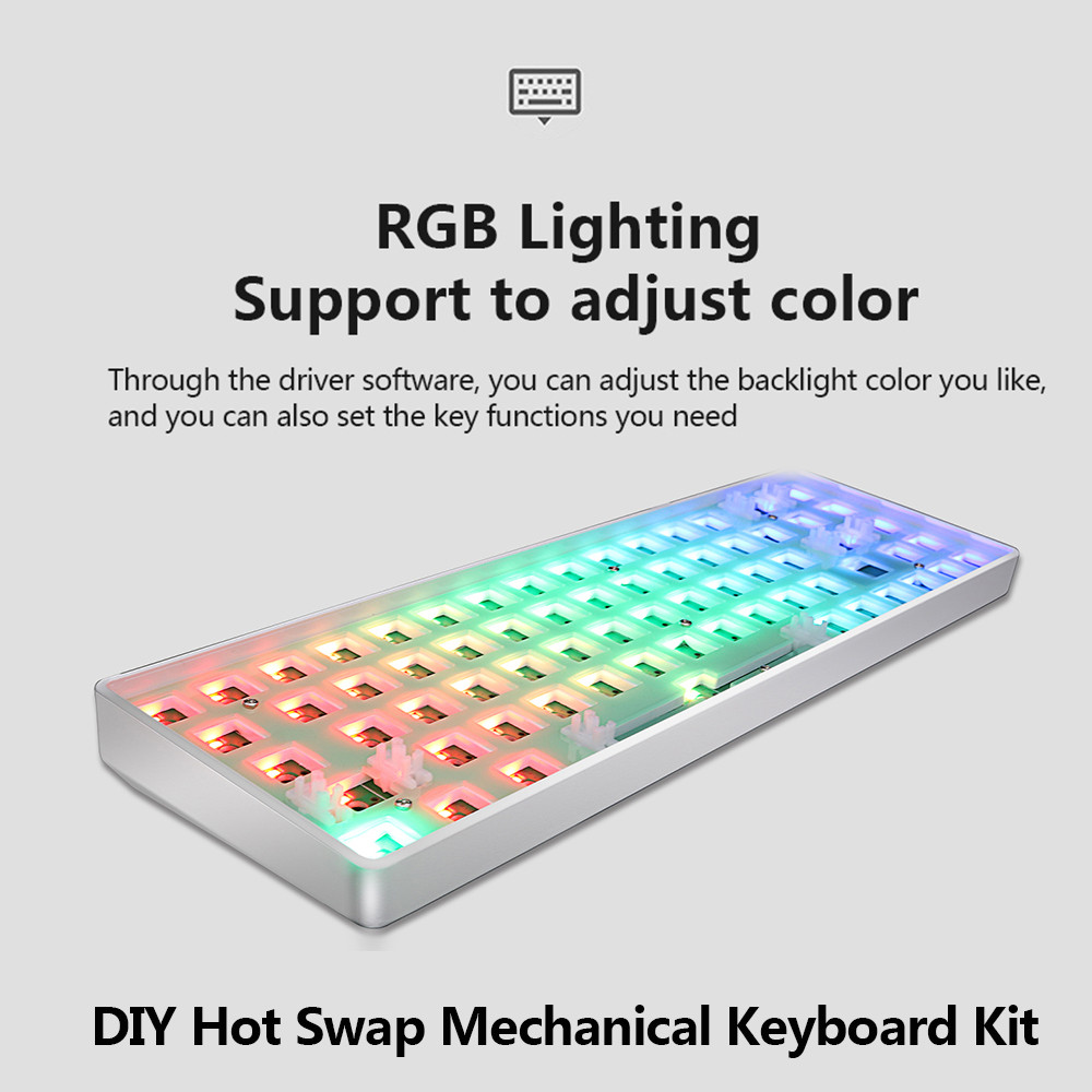 GKS68 Bluetooth 2.4G Wireless Customized Mechanical Keyboard Kit 60% hot-swappable RGB Backlit PCB