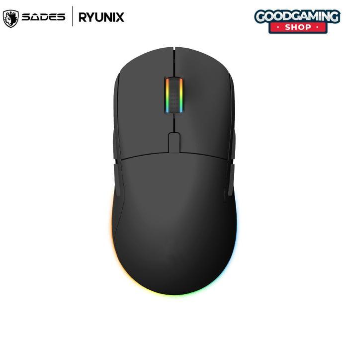 Sades Ryunix Kojin MX10 MX-10 Hotswap Mouse Gaming 8K Wireless - Triple Mode Ambidextrous Black