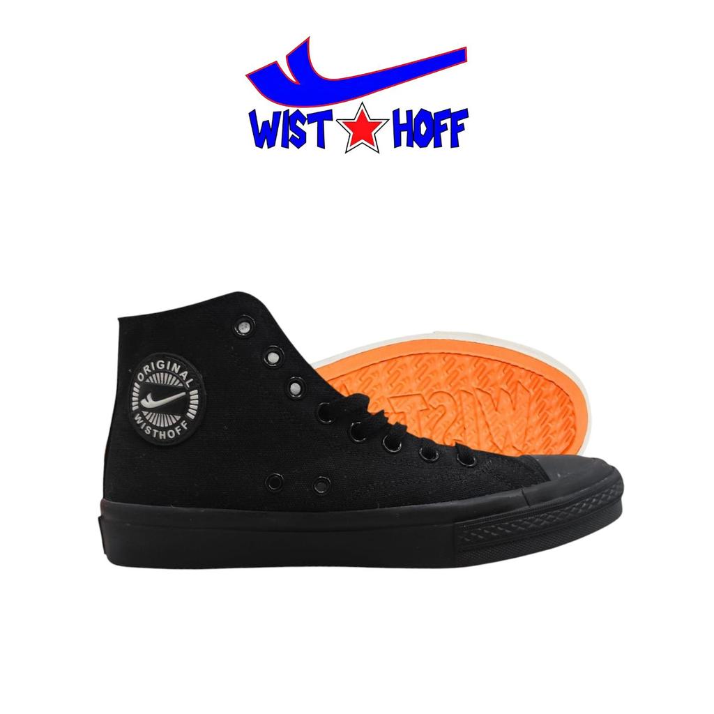 Wisthoff - Classic High Full Black Shoes Sepatu Sneakers Casual Pria Wanita