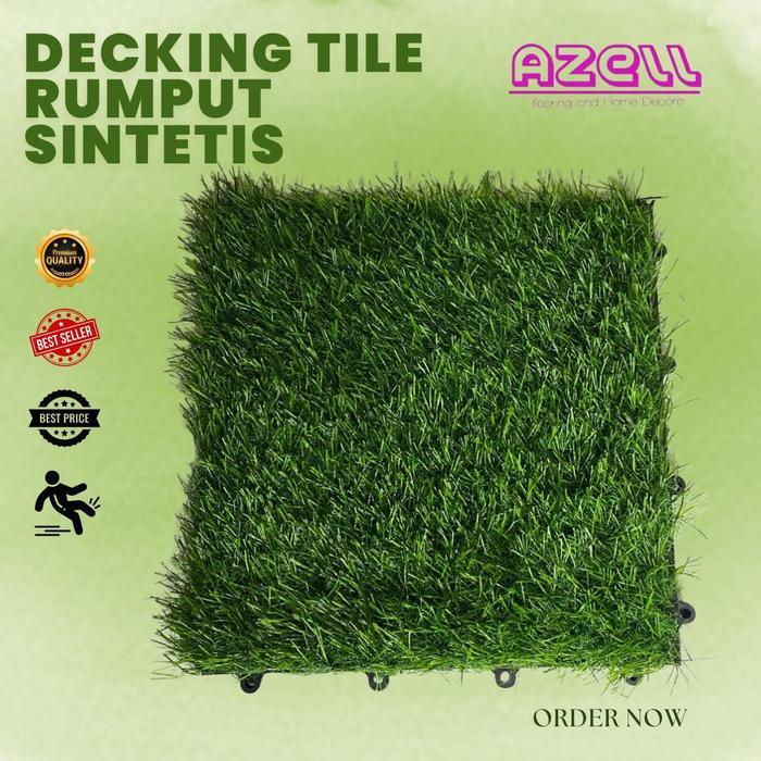 Paket Bundling 10 Pcs Decking Tile - Decking Tile Kayu Jati - Decking Tile Rumput Sintetis Plastik
