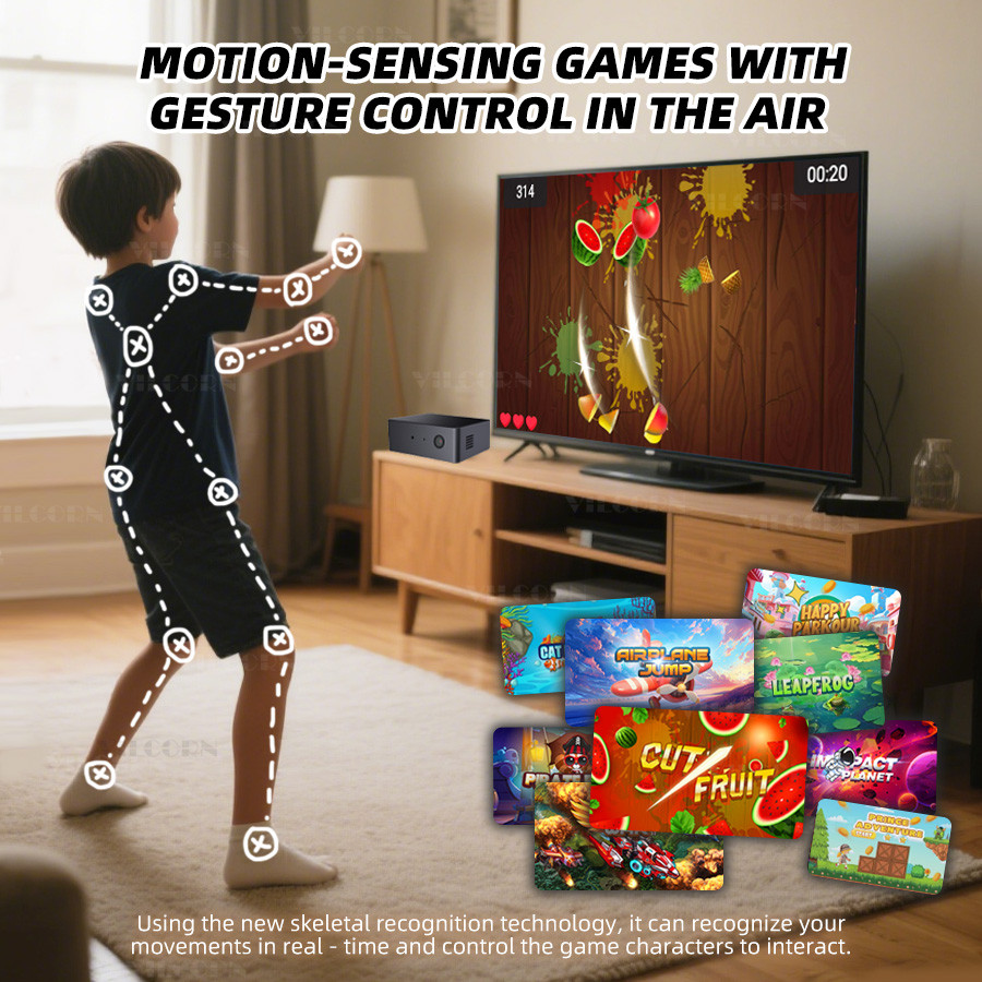 VILCORN AI Motion Sensing Game TV Box Octa-core Processor WiFi Active Play System for Kids & Family