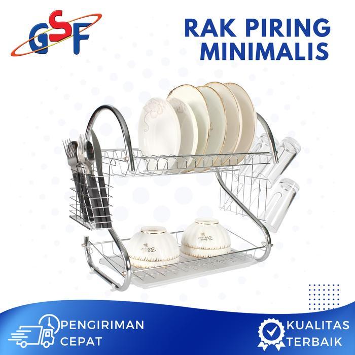 New Rak piring minimalis stainless rak dapur serbaguna 2 susun 3350P