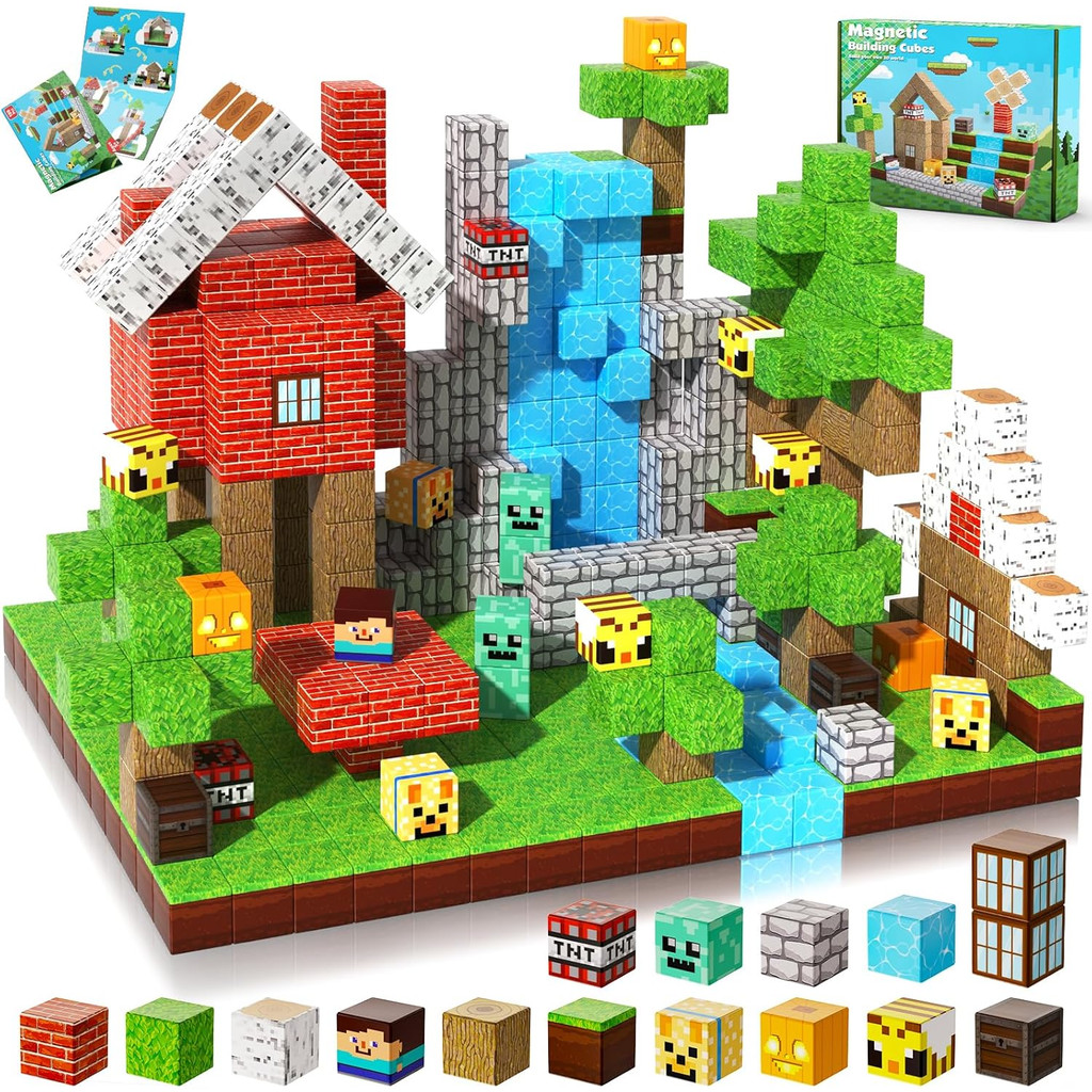 Magnetic Building Blocks Mine World Magnetic Forest House Brick Cube Toys Set STEM Sensory 2025 Best