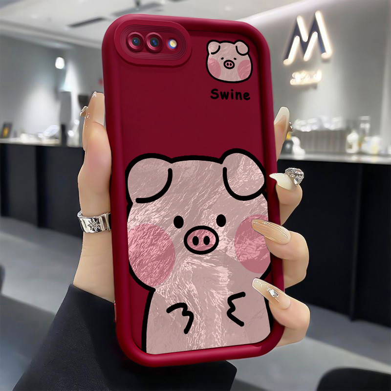 Casing Hp untuk OPPO A5 A3s A12E Reaalme C1 Realme 2 Case Babi kecil berwarna pink yang lucu Kasing 