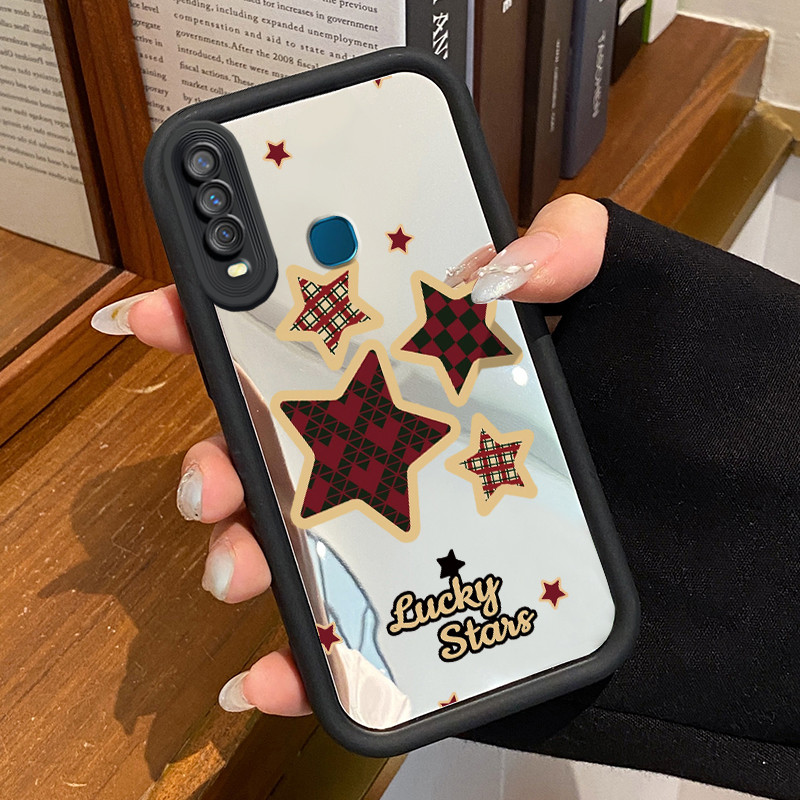 Casing Hp VIVO Y17 Y15 Y12 Y12i Y3 Y3s 2020 Case Casing Kupu-kupu kertas lipat Pola Kasus cermin tan