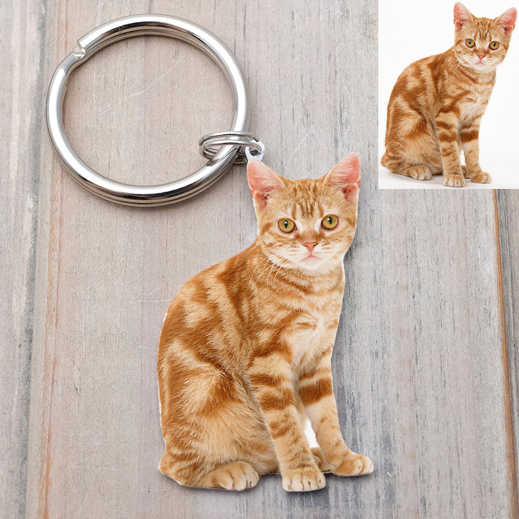 Personalized Pet Photo Keychain Custom Animal Keychain Cat Dog Picture Keyring Photo Gift For Pet