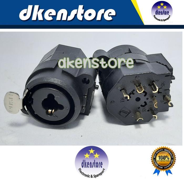 Soket double xlr canon female dan akai female untuk input mixer combo