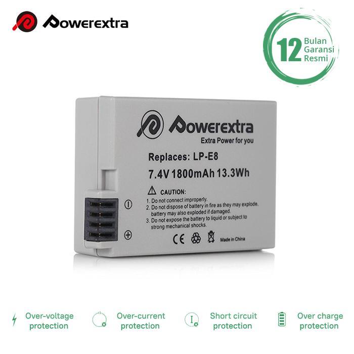TERBARU POWEREXTRA Battery Canon LP-E8 for 60D 70D 80D ETC