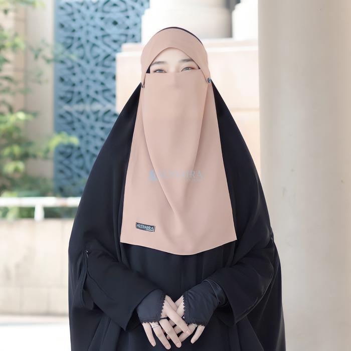ASLI Alsyahra Exclusive Niqab Poni Kancing Raudhah Sifon Cerruti Premium Muslimah Syari Ceruti READY