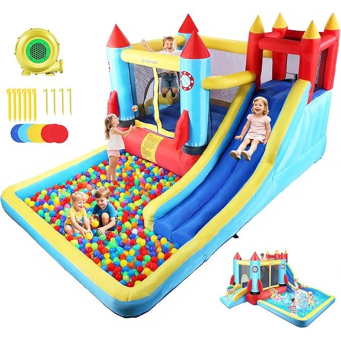 AirMyFun Inflatable Bounce House for Kids 146 x 132 x 82 inch