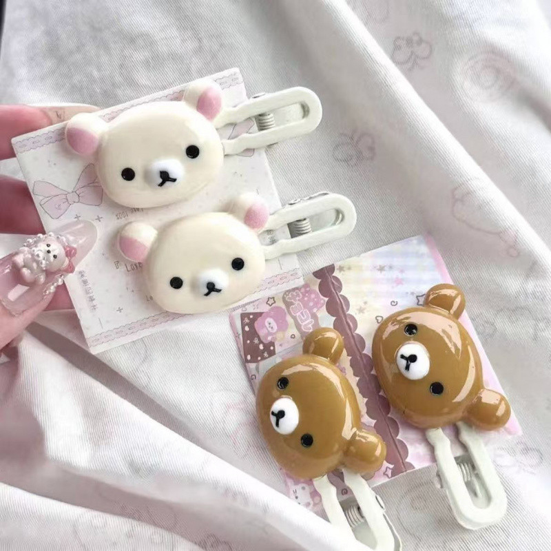 Cute Bear Hairpins Set, Preppy Headdress Plastic Hair Accessories,