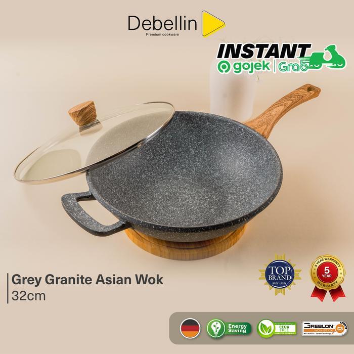 Debellin Grey Granite Wok Pan 32 Cm