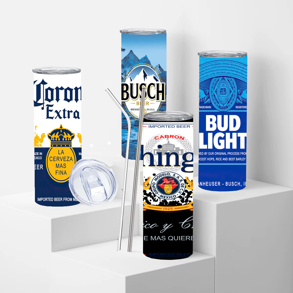 20oz Corona Extra Creative Light Beer Can Modelo Stainless Steel Insulated Water Bottle With Lid and