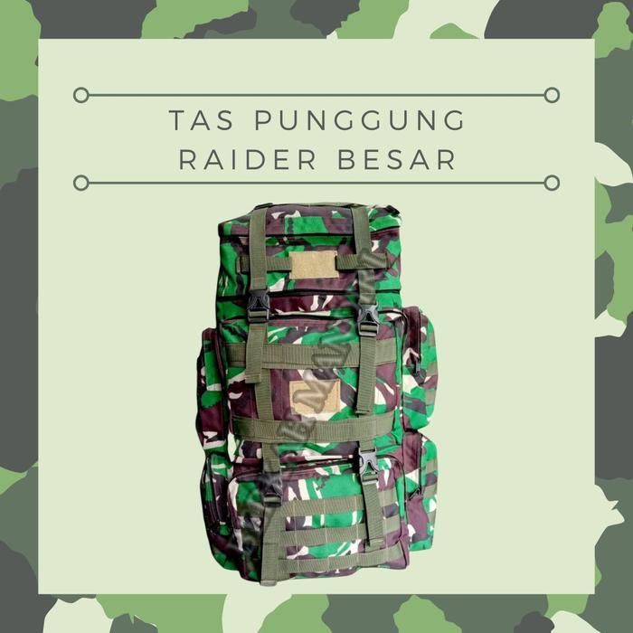 Tas Punggung Raider Jumbo Ransel Pria Kapasitas Besar Backpack Jumbo Hiking Loreng Polos Parasut