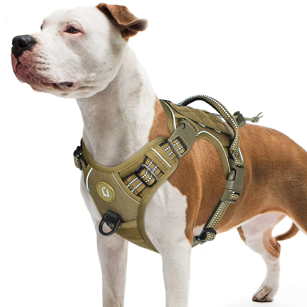 Tactical Dog Harness, No Pull Dog Harness, Adjustable Breathable MOLLE Dog Vest Harness for Medium