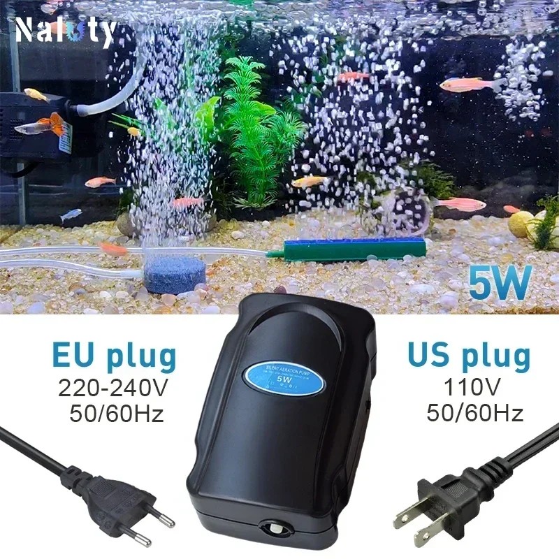 5W Aquarium Silent Air Pump 220V-240V 110V Fish Tank Quiet Oxen Pump Accessories Bubble Pump Air
