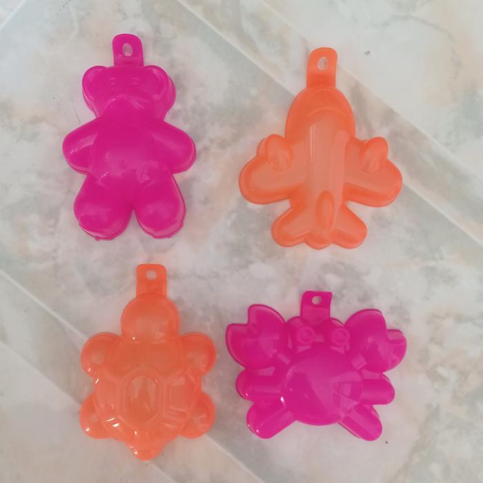 cetakan puding karakter 4pc / cetakan kura panda kepiting beruang Plastik