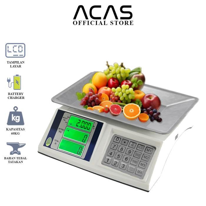 ACAS-6302 60Kg / 5Gr Timbangan Duduk Digital Dapur Meja Double Display Free Charger Laundry Sayur