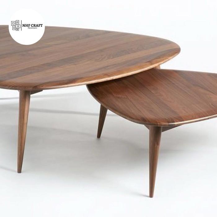 meja tamu segitiga 2 pcs / meja tamu jati minimalis / coffee table