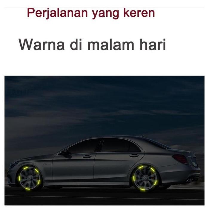 Stiker velg reflektif untuk motor, mobil dan sepeda, aksesoris eksterior mobil, stiker luminous,