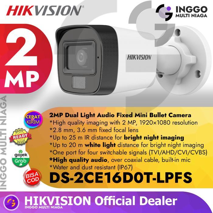 Cctv Hikvision Ds-2Ce16D0T-Itpfs Suara Builtin Mic Audio 2Mp