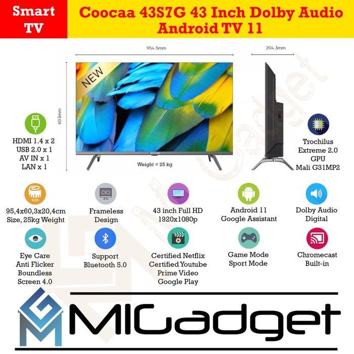 Coocaa 43S7G Android TV 11 Dolby Audio 43 Inch Full HD LED TV - Coocaa 43S7G