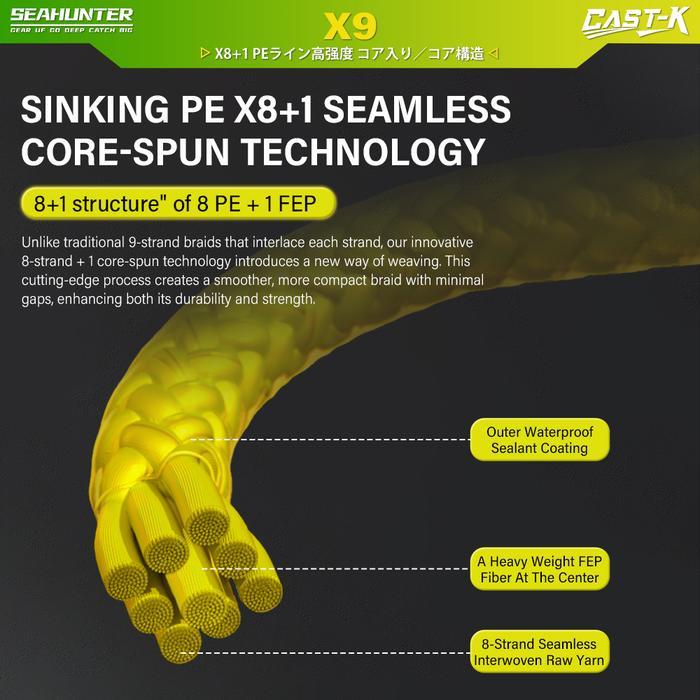 [Official] Kastking X Seahunter Cast-K Pe X8+1 Sinking Line Senar 150M Fishing Line 8 Pe + 1 Fep