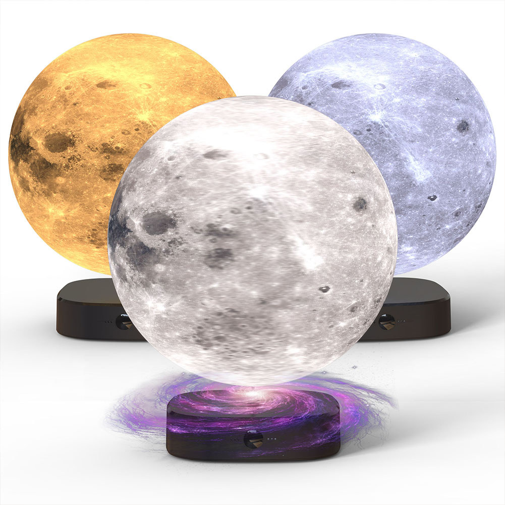 Levitating Moon Lamp, Magnetic Floating Moon Lamp Spinning Luna Night Light with 3 Color Modes, for